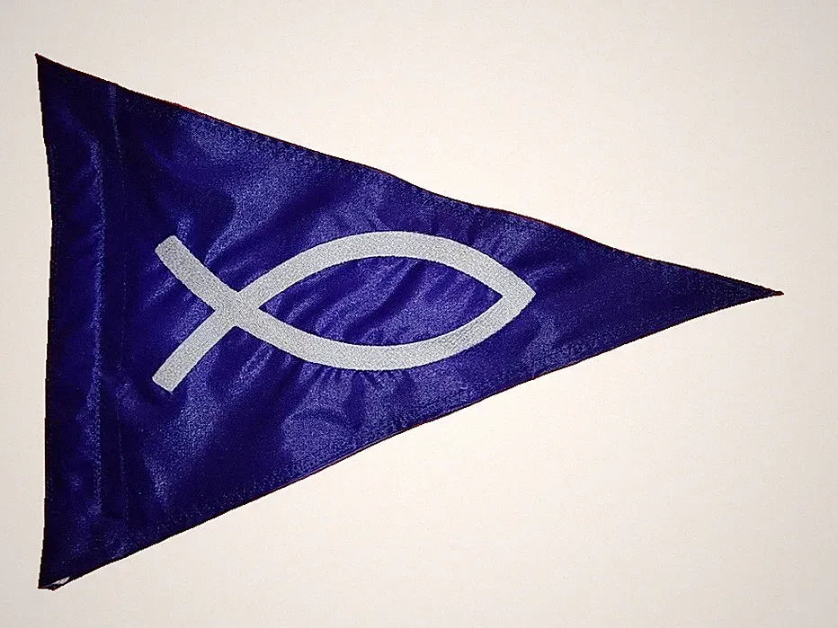 12"x 18 Triangle Christian Fish Safety Flag ATV UTV JEEP Recumbent trike Bicycle