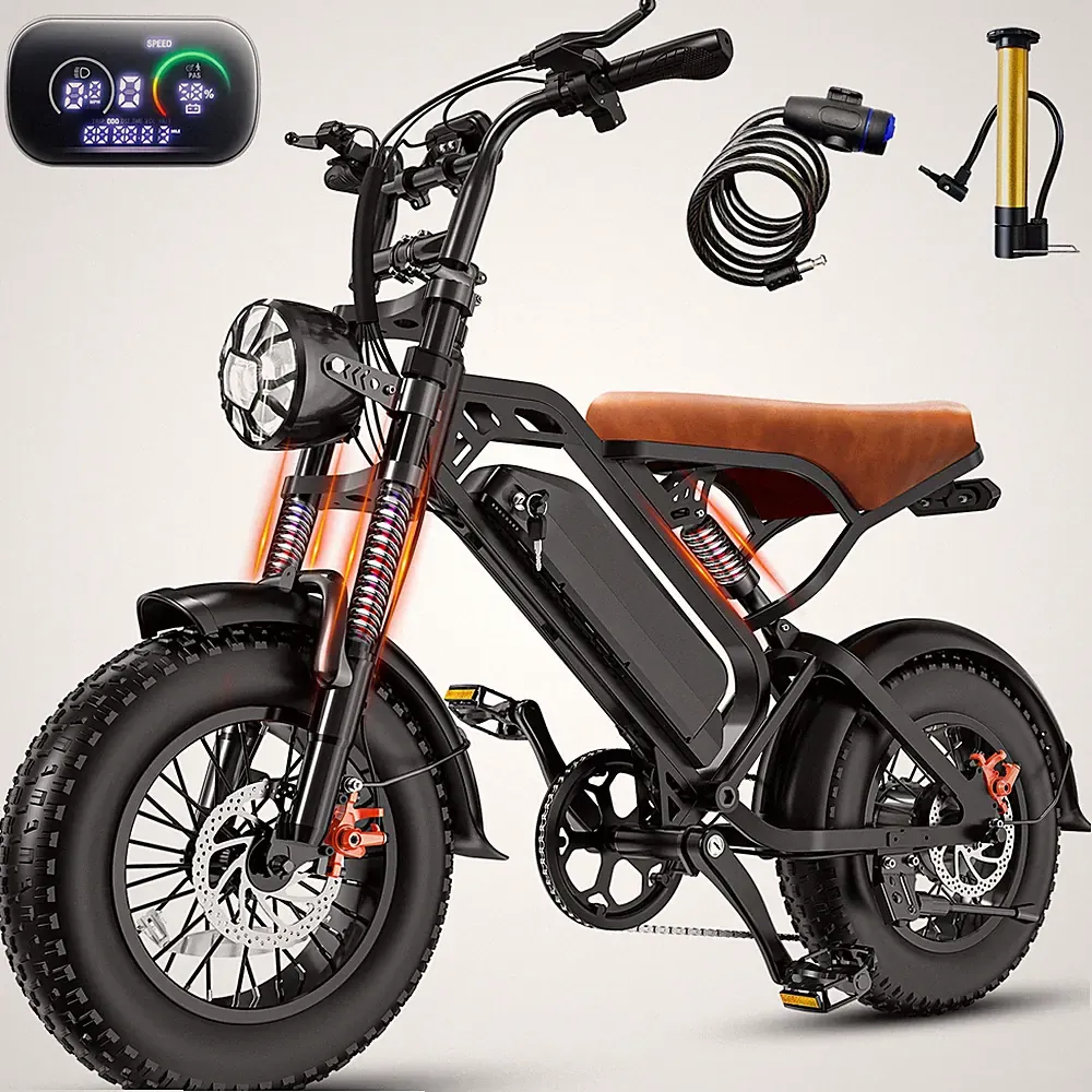 1200W 48V/18AH Electric Bike 16" Fat Tire Ebike E-Bicycle for Adults Disc Brake.