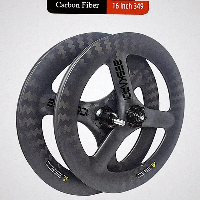 16inch 349 Folding Bike Trispokes Wheels 7 Speed Carbon Wheels Disc Brake