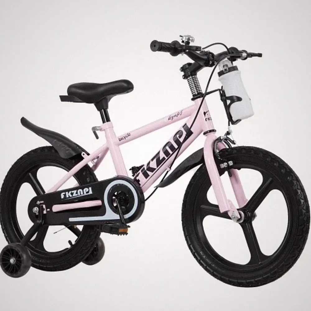 18" Kids Bicycle Ages 3-9 Training Wheels Glow Water Bottle Pink Adjustable Bike