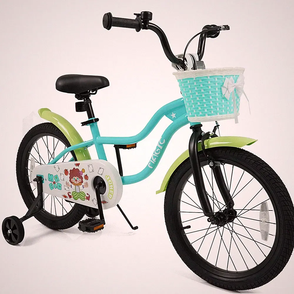 18” Kids Bicycle, Toddler Balance Bike w/Training Wheels Handbrake Coaster Brake