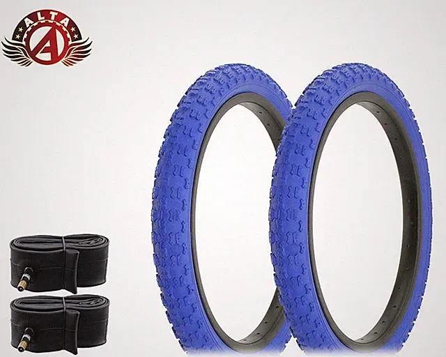 2 ALTA BICYCLE WIRE BEAD TIRE 18" X 2.125 BLUE BMX COMP III TREAD W/TUBES.