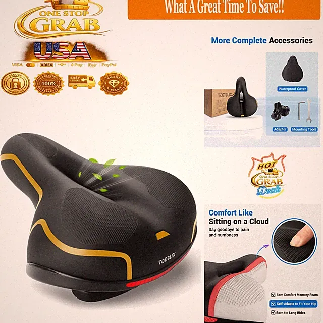 Waterproof Memory Foam Bike Seat with Shock Absorbers for Men Women